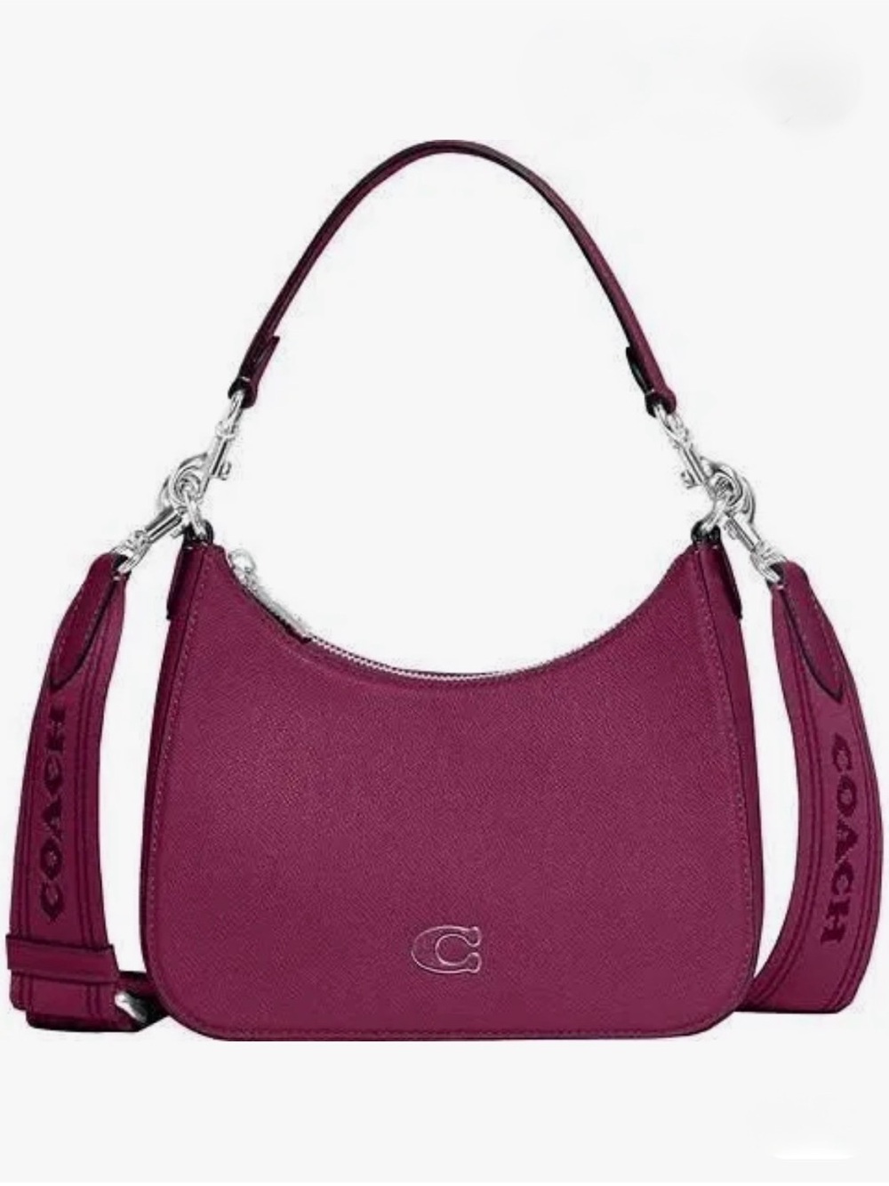 Coach Pebble Leather Hobo Bag in Plum Berry